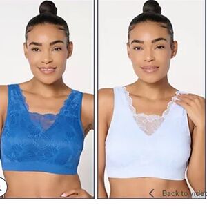 Breezies Lace Bralettes in Royal Blue and Light Blue